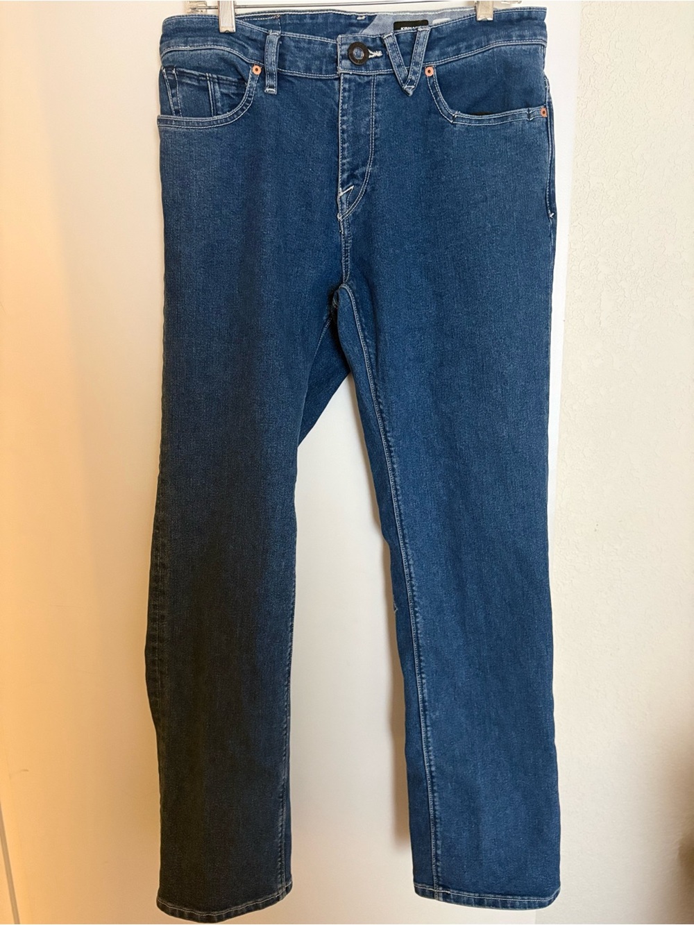 Volcom Men's Straight Jeans in Dark Blue Denim